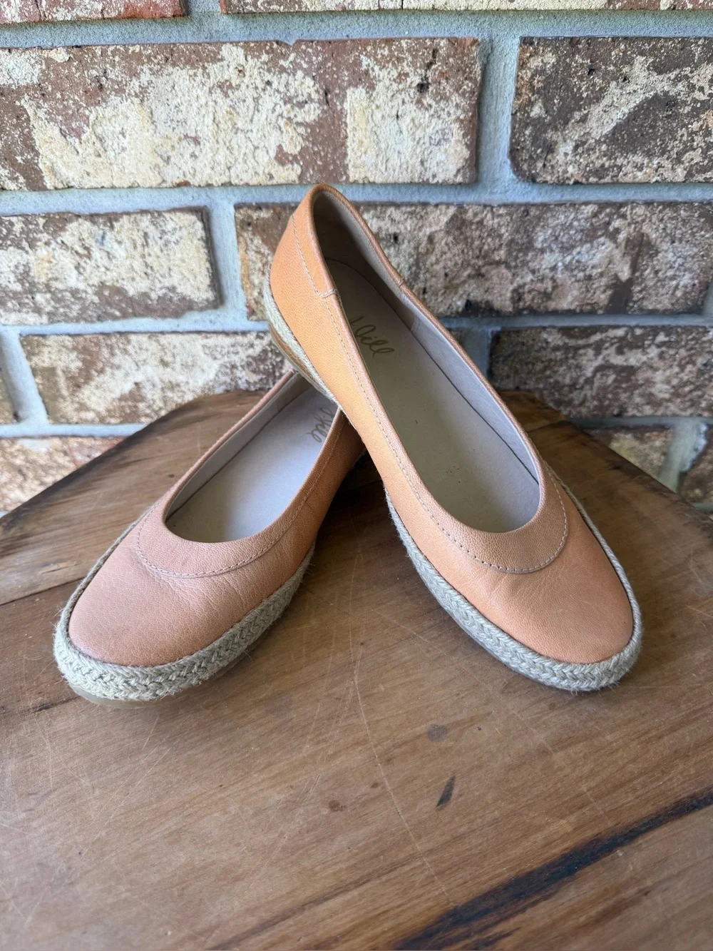 J. Jill Leather Ballerina Espadrille Flats Women’s Size 6 Medium Peach Excellent